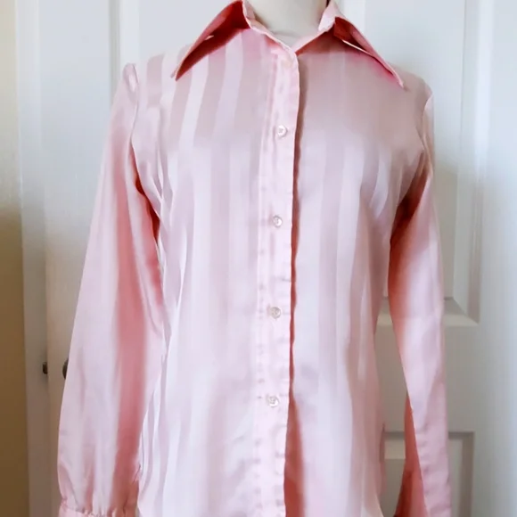 Vintage 70's Designer Pucci Powder Pink Button Up Collar Shirt Women's Size S/M - Picture 1 of 7